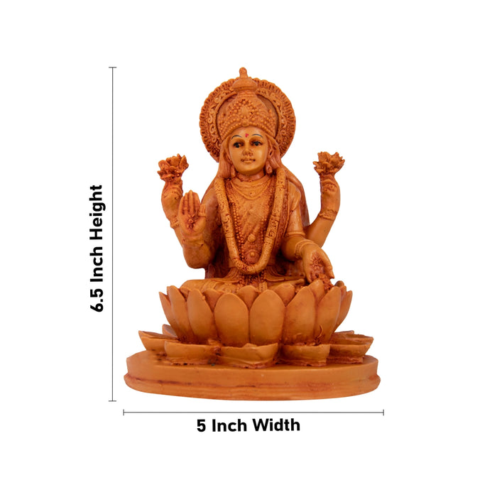 Laxmi Devi Statue - 6.5 x 5 Inches | Wooden Lakshmi Statue/ Laxmi Idol for Pooja