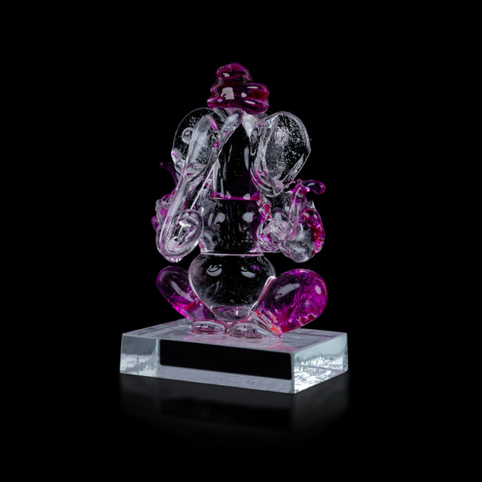 Ganesh Murti Sitting On Base - 2.5 x 1.5 Inches | 2In1 Crystal Statue/Ganpati Murti/ Vinayaka Statue for Pooja - Sphatik & Semi Precious Stone Murties