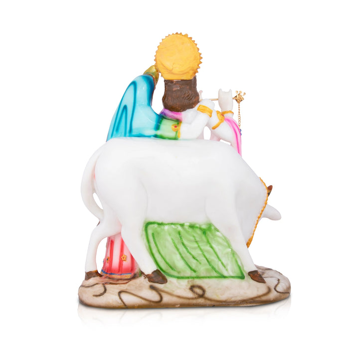 Radha Krishna Murti with Cow - 11 x 8 Inches | Radha Krishna Idol for Pooja - Fibre Murties