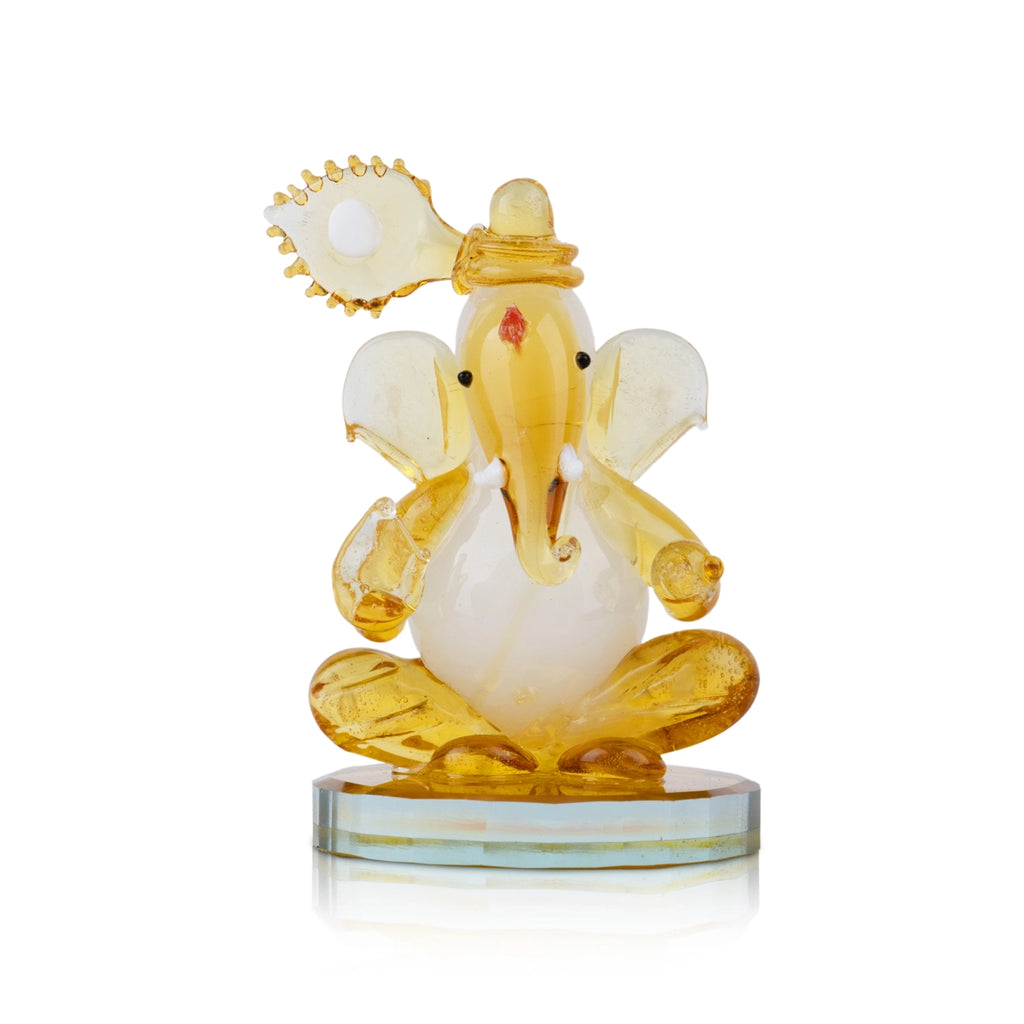 Ganesh Murti - 2.5 x 0.75 Inches | Crystal Ganpati Murti/ Sitting Vinayaka Statue for Pooja