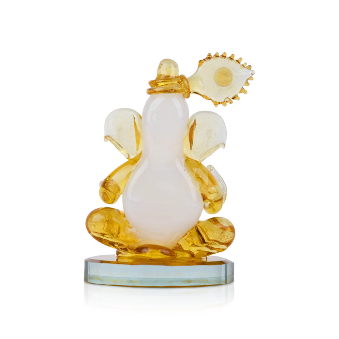 Ganesh Murti - 2.5 x 0.75 Inches | Crystal Ganpati Murti/ Sitting Vinayaka Statue for Pooja