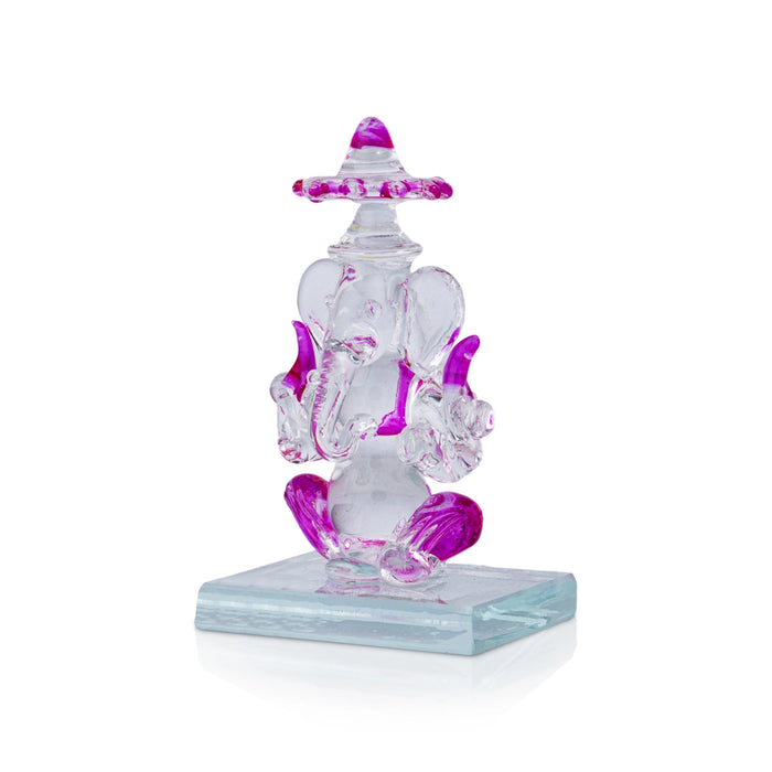 Ganesh Murti - 3.05 x 2.05 Inches | Crystal Ganpati Murti/ Sitting Vinayaka Statue for Pooja