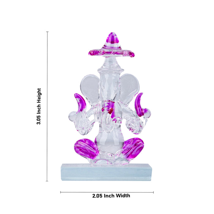 Ganesh Murti - 3.05 x 2.05 Inches | Crystal Ganpati Murti/ Sitting Vinayaka Statue for Pooja