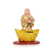 Solar Powered Laughing Buddha Statue With Waving Fan - 6 X 4.5 Inches | Standing Happy Man Idol/ Buddha Decor - Table Stand Accessories
