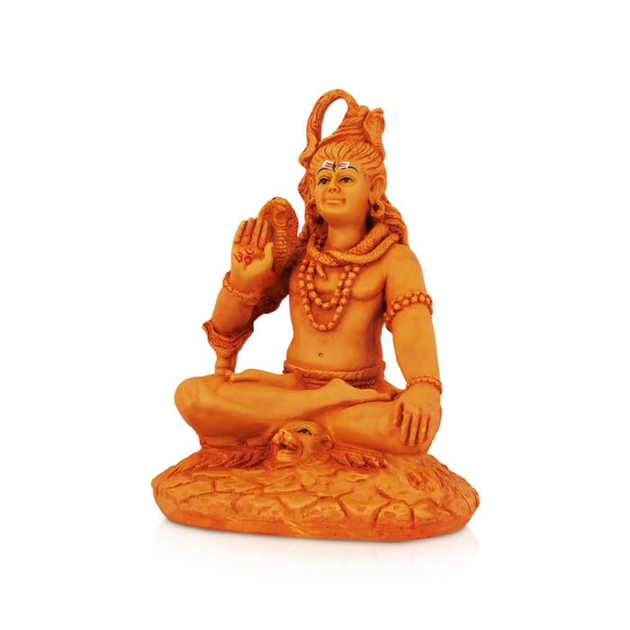 Shiva Statue Sitting On Base - 6.5 x 4.5 Inches | Resin Statue/ Wooden Polish Shiv Murti for Pooja - Fibre Murties