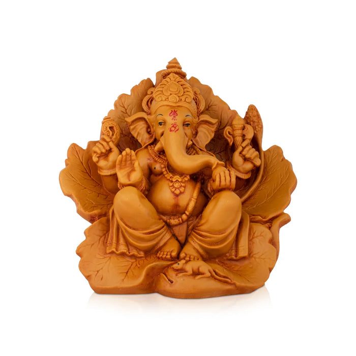 Ganesh Statue - 7 x 4 Inches | Wooden Polish Statue/ Vinayaka Idol / Ganesh Idol for Pooja