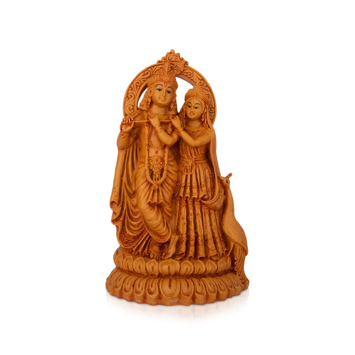 Radha Krishna Murti - 7 x 4.5 Inches | Wooden Polish Statue/ Radha Krishna Idol for Pooja