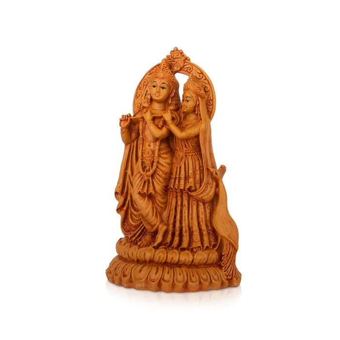 Radha Krishna Murti - 7 x 4.5 Inches | Wooden Polish Statue/ Radha Krishna Idol for Pooja