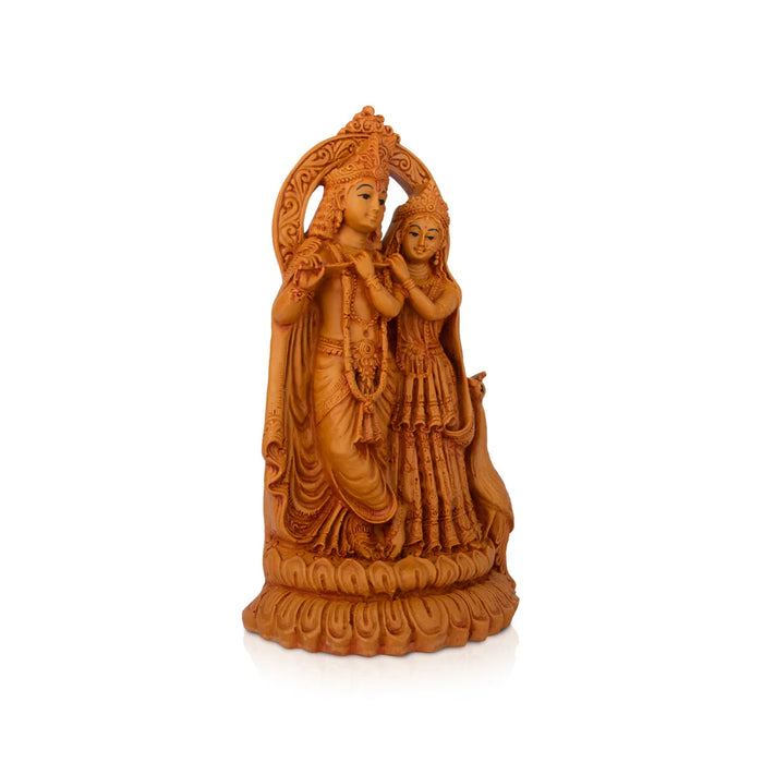 Radha Krishna Murti - 7 x 4.5 Inches | Wooden Polish Statue/ Radha Krishna Idol for Pooja