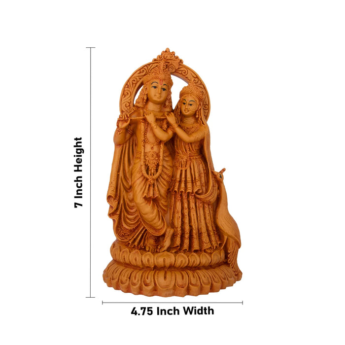 Radha Krishna Murti - 7 x 4.5 Inches | Wooden Polish Statue/ Radha Krishna Idol for Pooja