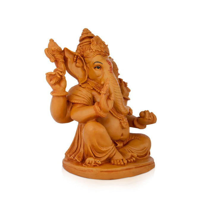 Ganesh Statue - 9 x 7 Inches | Wooden Polish Statue/ Vinayaka Idol / Ganesh Idol for Pooja
