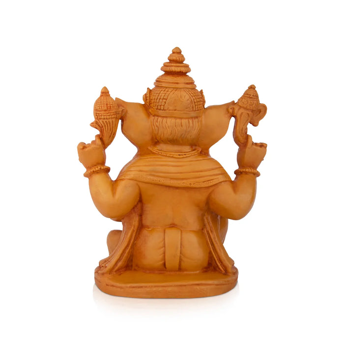 Ganesh Statue - 9 x 7 Inches | Wooden Polish Statue/ Vinayaka Idol / Ganesh Idol for Pooja