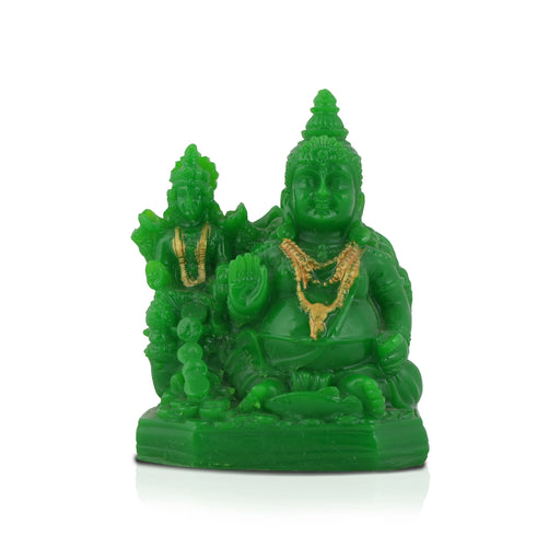 Laxmi Kuber Statue - 3 x 4 Inches Green | Resin Lakshmi Kuber Idol/ Laxmi Kuber Idol for Pooja - Fibre Murties