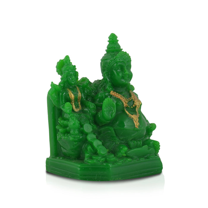 Laxmi Kuber Statue - 3 x 4 Inches Green | Resin Lakshmi Kuber Idol/ Laxmi Kuber Idol for Pooja - Fibre Murties