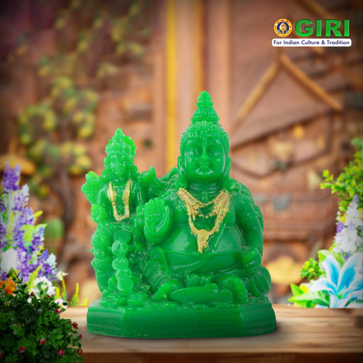 Laxmi Kuber Statue - 3 x 4 Inches Green | Resin Lakshmi Kuber Idol/ Laxmi Kuber Idol for Pooja - Fibre Murties