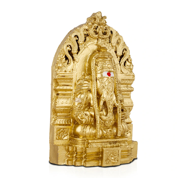 Ganesh Murti - 6 Inches | Resin Pillayarpatti Ganesha Idol/ Brass Polish Vinayagar Statue for Home Decor - Fibre Murties