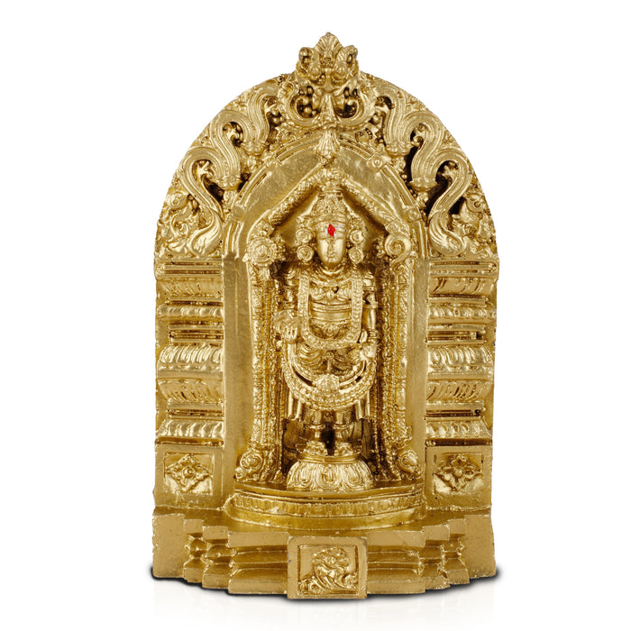 Balaji Murti - 6 Inch | Resin Tirupati Balaji Idol/ Brass Polish Balaji Statue for Pooja/ Assorted Design