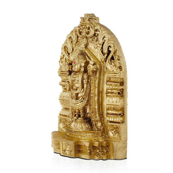 Balaji Murti - 6 Inch | Resin Tirupati Balaji Idol/ Brass Polish Balaji Statue for Pooja/ Assorted Design