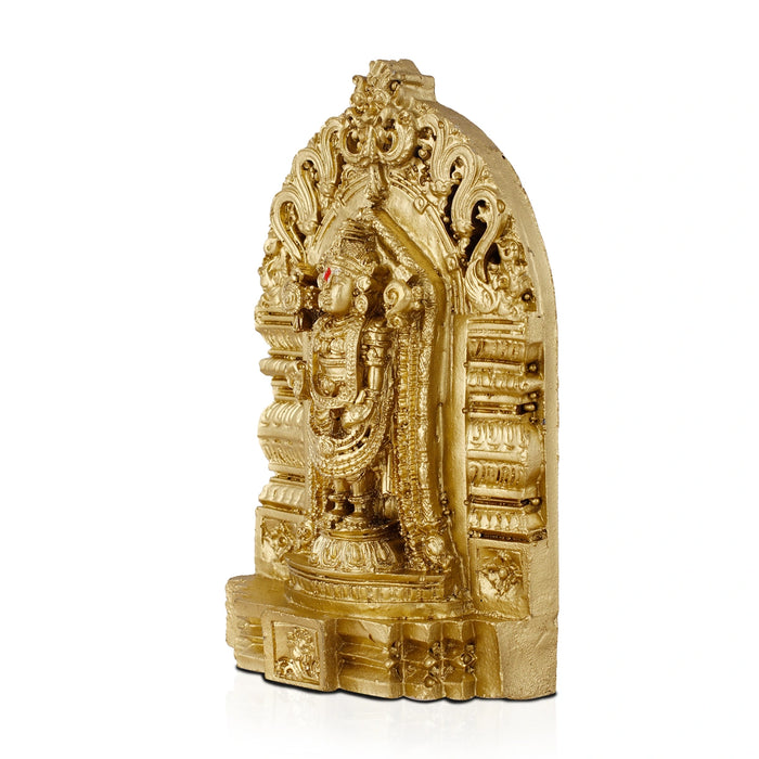 Balaji Murti - 6 Inch | Resin Tirupati Balaji Idol/ Brass Polish Balaji Statue for Pooja/ Assorted Design - Fibre Murties