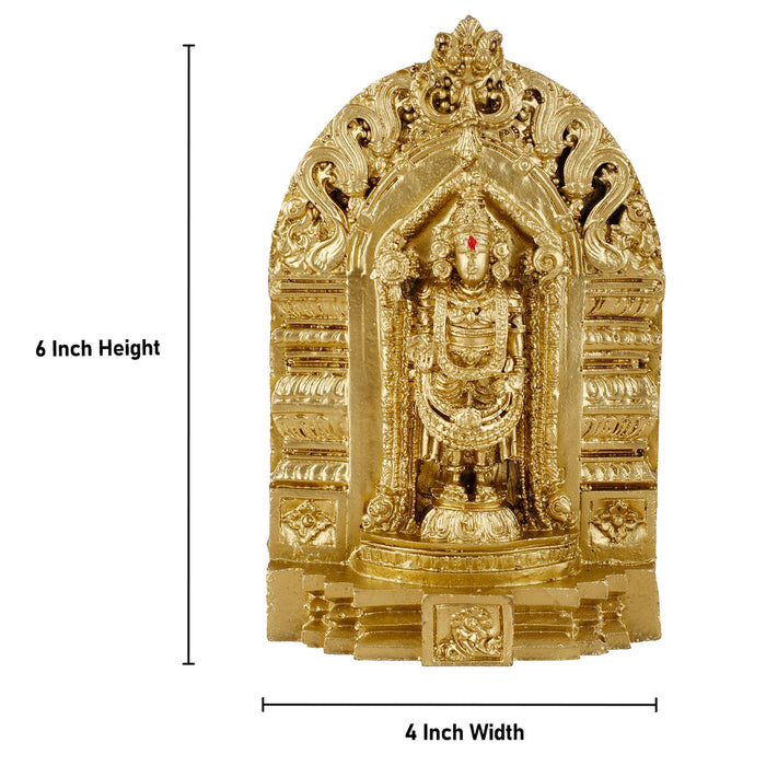Balaji Murti - 6 Inch | Resin Tirupati Balaji Idol/ Brass Polish Balaji Statue for Pooja/ Assorted Design - Fibre Murties