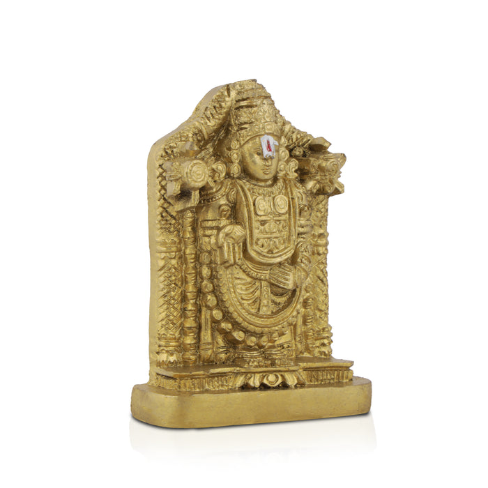 Balaji Murti - 3 Inch | Resin Tirupati Balaji Idol/ Brass Polish Balaji Statue for Pooja/ Assorted Design