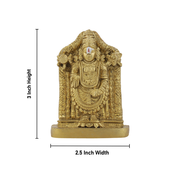 Balaji Murti - 3 Inch | Resin Tirupati Balaji Idol/ Brass Polish Balaji Statue for Pooja/ Assorted Design