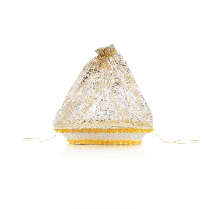 Gift Hamper Basket With Net Cover - 2.5 x 8 Inches | Decorated Basket/ Wedding Gift Basket - Bags & Pouches