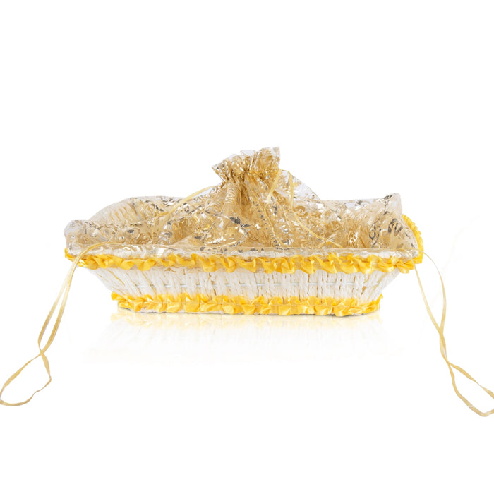 Gift Hamper Basket With Net Cover - 2.5 x 8 Inches | Decorated Basket/ Wedding Gift Basket - Bags & Pouches