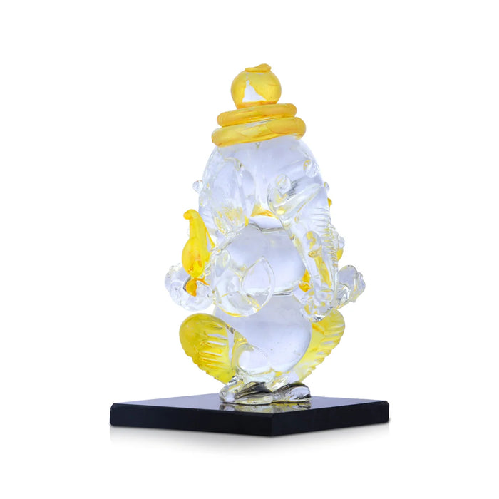 Ganesh Murti - 3 x 2 Inches | Glass Vinayaka Idol/ 2 In 1 Ganpati Murti/ Colour Ganesha Idol for Pooja
