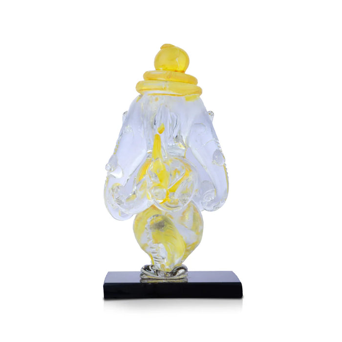 Ganesh Murti - 3 x 2 Inches | Glass Vinayaka Idol/ 2 In 1 Ganpati Murti/ Colour Ganesha Idol for Pooja