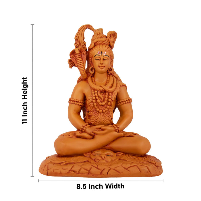 Shivan Statue - 11 x 8.5 Inches | Resin Statue/ Wood Finish Shiva Statue for Pooja - Fibre Murties