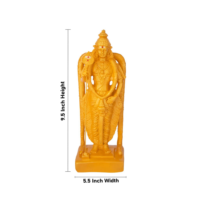 Murugan Statue - 9.5 x 5.5 Inches | Resin Statue/ Antique Finish Muruga Statue for Pooja