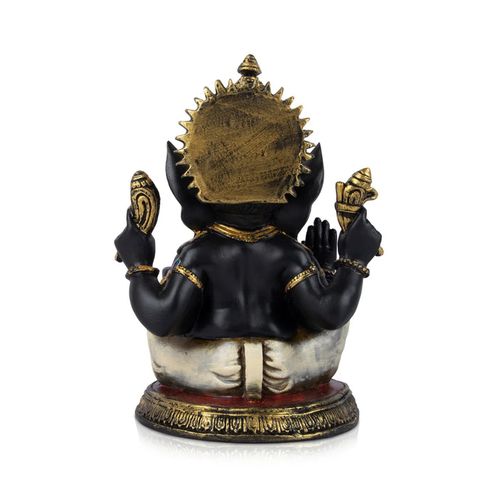 Ganesh Statue - 11 x 11 Inches | Resin Statue/ Black Vinayaka Idol / Ganesh Idol for Pooja