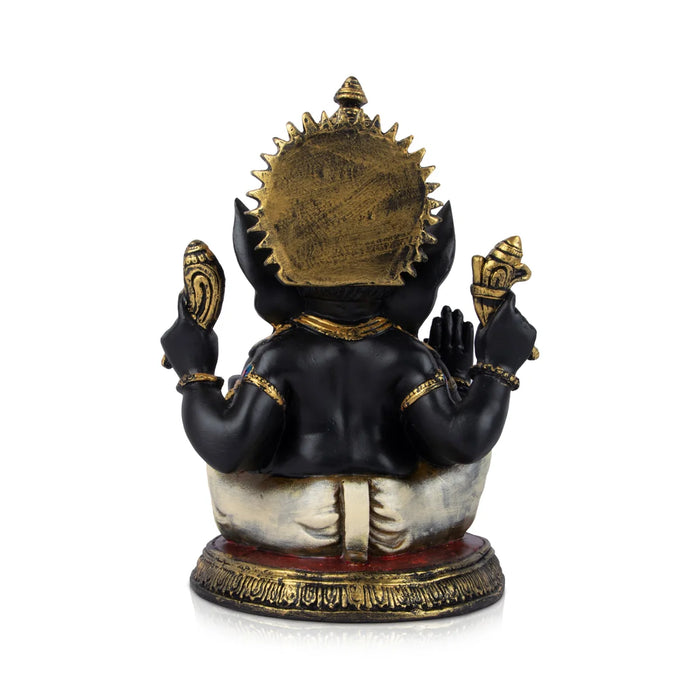 Ganesh Statue - 11 x 11 Inches | Resin Statue/ Black Vinayaka Idol / Ganesh Idol for Pooja - Fibre Murties