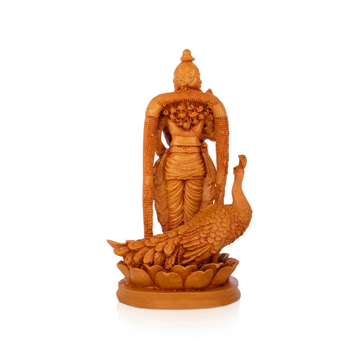 Mayil Murugan - 10 x 6 Inches | Wooden Statue/ Peacock Murugar for Pooja