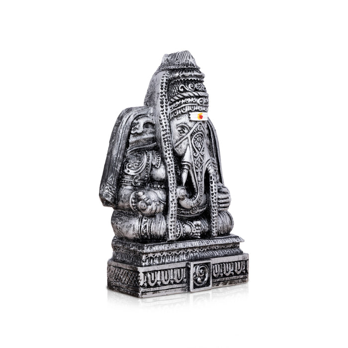 Pillayarpatti Ganesh Murti - 6 x 4 Inches | Resin Statue/ Stone Polish Ganpati Murti for Pooja/ 380 Gms Approx - Fibre Murties