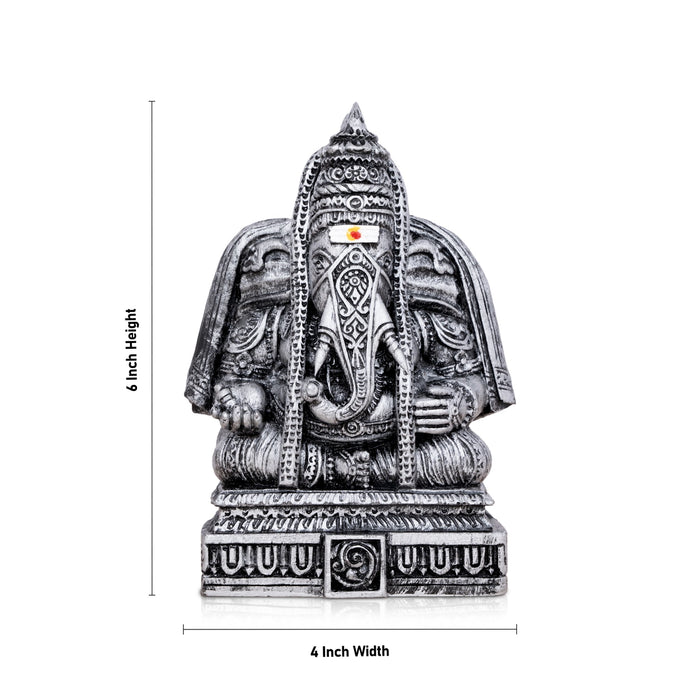 Pillayarpatti Ganesh Murti - 6 x 4 Inches | Resin Statue/ Stone Polish Ganpati Murti for Pooja/ 380 Gms Approx - Fibre Murties