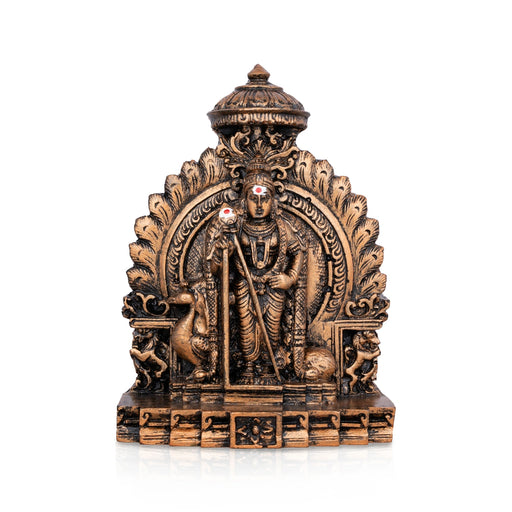 Mayil Murugan Statue - 5 x 4 Inches | Resin Statue/ Copper Polish Peacock Murugan Idol for Pooja/ 310 Gms Approx - Fibre Murties