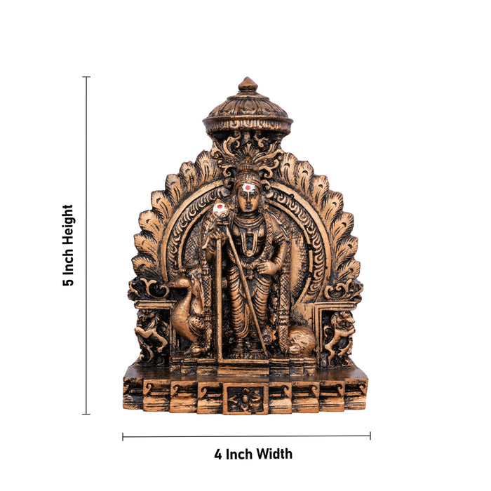 Mayil Murugan Statue - 5 x 4 Inches | Resin Statue/ Copper Polish Peacock Murugan Idol for Pooja/ 310 Gms Approx - Fibre Murties