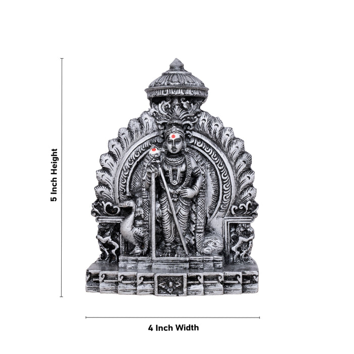 Mayil Murugan Statue - 5 x 4 Inches | Resin Statue/ Stone Polish Peacock Murugan Idol for Pooja/ 310 Gms Approx - Fibre Murties