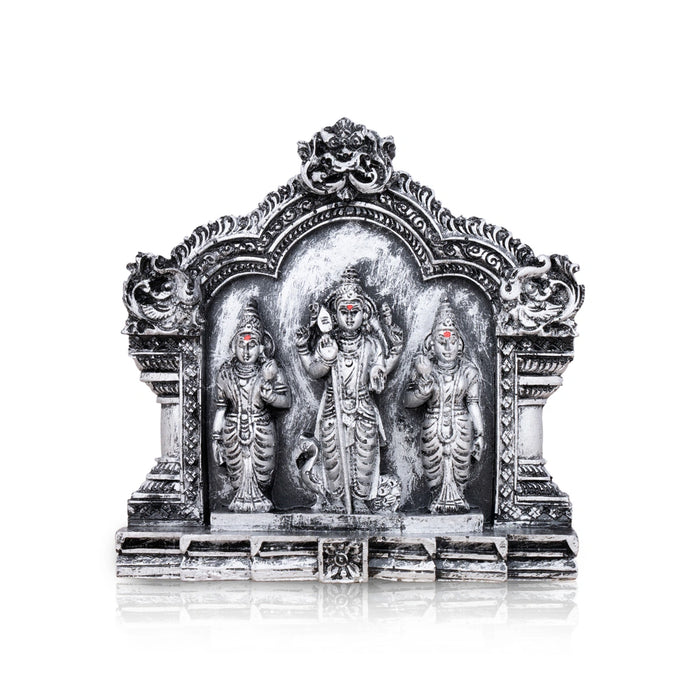 Murugan Valli Deivanai Statue - 5 x 5 Inches | Resin Statue/ Stone Polish Murugan Valli Deivanai Idol for Pooja - Fibre Murties
