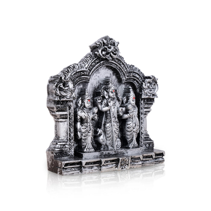 Murugan Valli Deivanai Statue - 5 x 5 Inches | Resin Statue/ Stone Polish Murugan Valli Deivanai Idol for Pooja - Fibre Murties