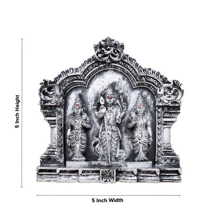 Murugan Valli Deivanai Statue - 5 x 5 Inches | Resin Statue/ Stone Polish Murugan Valli Deivanai Idol for Pooja - Fibre Murties