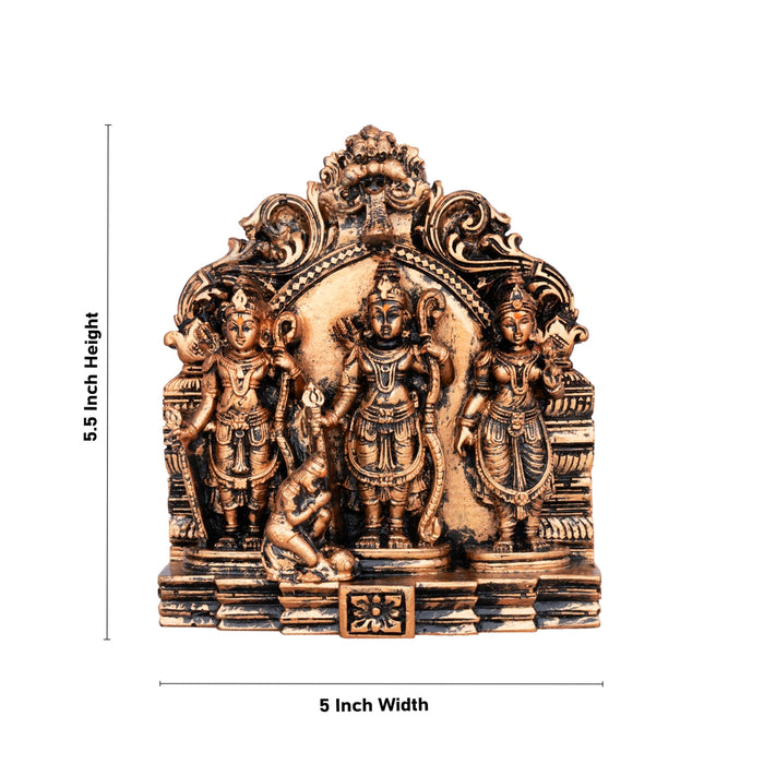 Ram Darbar Murti with Arch - 5.5 x 5 Inches | Resin Statue/ Copper Polish Ram Darbar Idol for Pooja/ 545 Gms - Fibre Murties