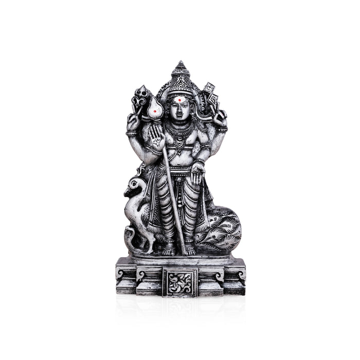 Mayil Murugan Statue - 8 x 4.5 Inches | Resin Statue/ Stone Polish Peacock Murugan Idol for Pooja/ 610 Gms Approx - Fibre Murties