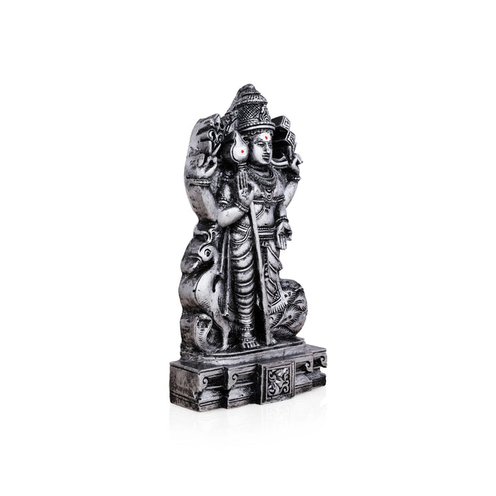Mayil Murugan Statue - 8 x 4.5 Inches | Resin Statue/ Stone Polish Peacock Murugan Idol for Pooja/ 610 Gms Approx - Fibre Murties