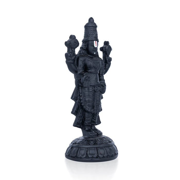 Balaji Murti Standing On Base - 8 x 3.25 Inches | Resin Statue/ Black Polish Venkateswara Swamy Idol for Pooja - Fibre Murties