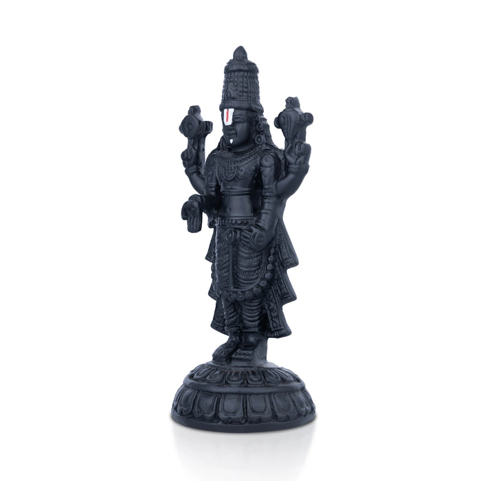 Balaji Murti Standing On Base - 8 x 3.25 Inches | Resin Statue/ Black Polish Venkateswara Swamy Idol for Pooja - Fibre Murties