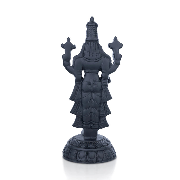 Balaji Murti Standing On Base - 8 x 3.25 Inches | Resin Statue/ Black Polish Venkateswara Swamy Idol for Pooja - Fibre Murties
