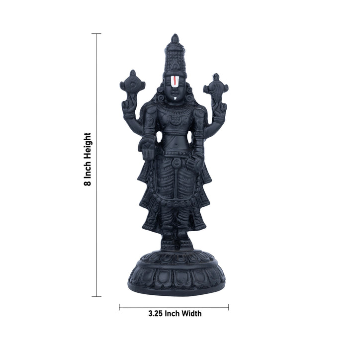 Balaji Murti Standing On Base - 8 x 3.25 Inches | Resin Statue/ Black Polish Venkateswara Swamy Idol for Pooja - Fibre Murties